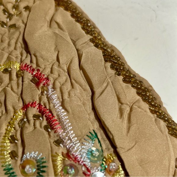 Vintage DB Sport Beaded & Sequin Crinkle Jacket Beige, Embroidered, Sz M - Picture 6 of 16